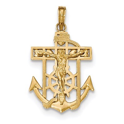 Mini Mariners Crucifix Pendant 14K Gold Polished &amp; Textured K5581, MPN: K5581, 637218168507