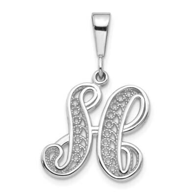 Filigree Initial H Pendant 10k White Gold 10D1281H, MPN: 10D1281H,