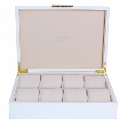 Addison Ross White Watch Box8 x 11 Inch Lacquer BX1402W, MPN: BX1402W, UPC/EAN: 5024043192152