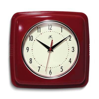 Red Finish Square Retro Metal Wall Clock GM25015, MPN: GM25015, 731742013217