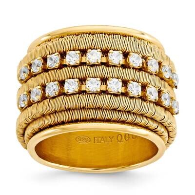 Sterling Silver Gold Plate Plated Double Row CZ Band Ring Size 6 J291315240352