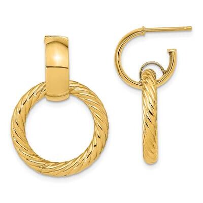 Textured Fancy Dangle Post Hoop Earrings 14k Gold Polished TF2157, MPN: TF2157, 883957992723