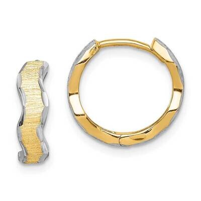 White Diamond-cut Texture Wave Hoop Earrings 14k Gold Rhodium TL1134, MPN: TL1134, 886774034171