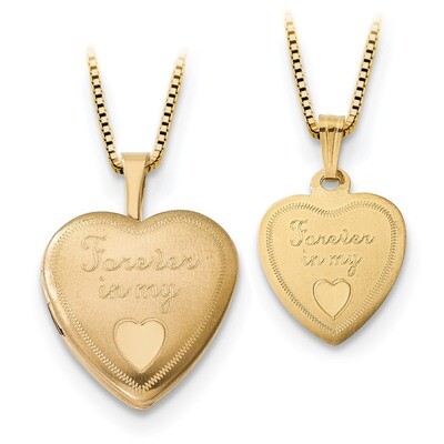16mm Forever in Heart Locket-Gold-plated Sterling 12mm Pendant 14k Gold XL683SET
