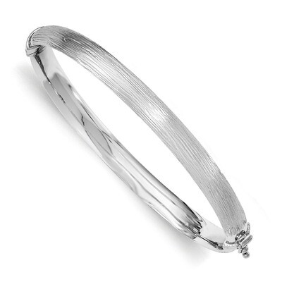 Hinged Bangle Sterling Silver Rhodium-plated Textured QB904, MPN: QB904, 886774748894