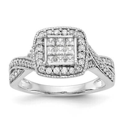 Complete Diamond Cluster Engagement Ring 14k White Gold RM2396E-070-WAA, MPN: RM2396E-070-WAA,