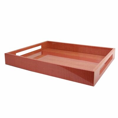 Addison Ross Orange Croc Medium Lacquered Serving Tray 16 x 14 Inch Lacquer TR1251, MPN: TR1251, UP…