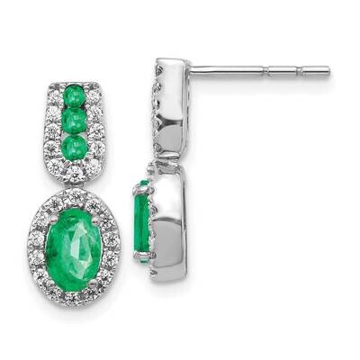 1/3Ct Diamond &amp; Emerald Earrings 14k White Gold EM5597-EM-033-WA, MPN: EM5597-EM-033-WA, 8839574145…