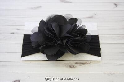 Baby Headband Black Flower Headband Black Baby Headband Big Flower Nylon Headband Flower Girl Headb…