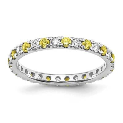 Si1/Si2 G H I &amp; Created Yellow Sapphire Eternity Band 14k White Gold Lab Grown Diamond ET0049-CYS-0…