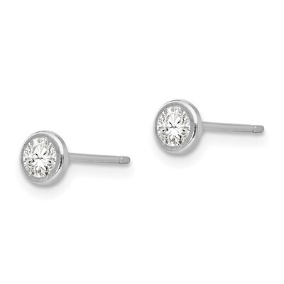 4mm Bezel Set Synthetic Diamond Post Earrings - 14k White Gold SE287 by Madi K, MPN: SE287, 8867749…