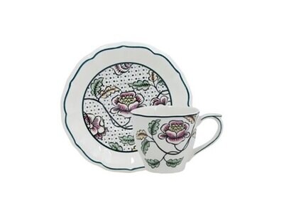Gien Dominote Us Tea Cups &amp; Saucers 18442PU449, MPN: 18442PU449, 840769003788