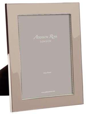 Addison Ross Wide Enamel Picture Frame Pebble &amp; Silver 4 x 6 Inch Silver-plated FR0757, MPN: FR0757…