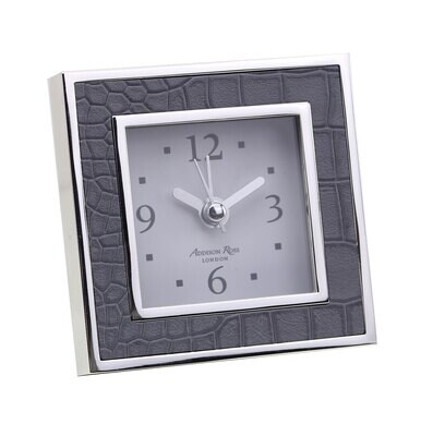 Addison Ross Grey Croc Square Silent Alarm Clock 3 x 3 Inch Silver-plated FR1019, MPN: FR1019, UPC/…
