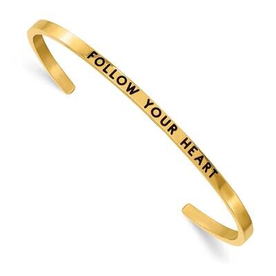 Yellow Ip Enamel Crystal Follow Your Heart Bangle Stainless Steel Polished SRB2678, MPN: SRB2678, 1…