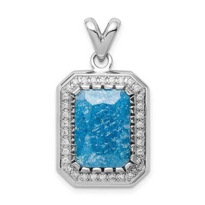 12x14 Blue Ice CZ Diamond Pendant Sterling Silver Rhodium-plated QP5177, MPN: QP5177, 883957926629