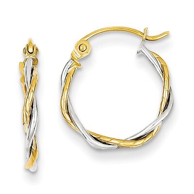 Polished 1.8mm Twisted Hoop Earrings 14k Two-Tone Gold TE228, MPN: TE228, 883957290683