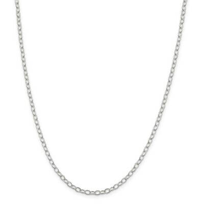 3.4mm Oval Cable Chain 22 Inch Sterling Silver QFC72-22, MPN: QFC72-22,