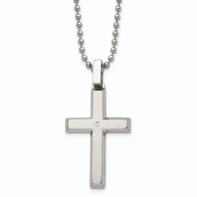 Diamond Accent 22 Inch Necklace Stainless Steel SRN176-22 by Chisel, MPN: SRN176-22, 883957748467