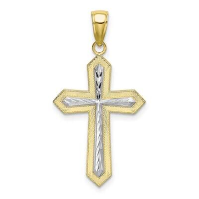 Cross Pendant 10k Gold &amp; Rhodium Diamond-cut 10K9299, MPN: 10K9299, 63721815469