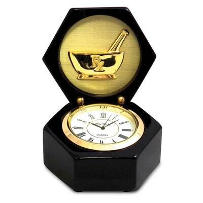 Pharmacy Lacquered Black Wood Quartz Clock in Box GM21479, MPN: GM21479, 797140177760
