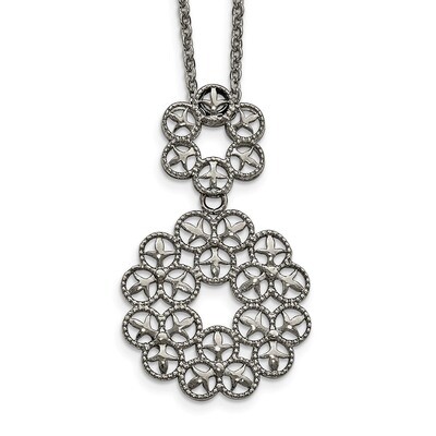 Polished and Textured Chain Slide Necklace Stainless Steel SRN2254-18