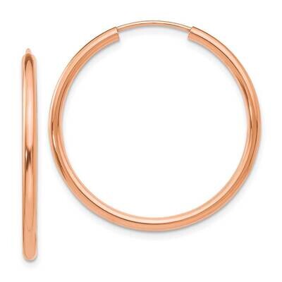 Round Endless 2mm Hoop Earrings 14k Rose Gold Polished XY1250, MPN: XY1250, 883957997568