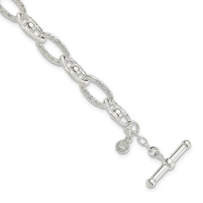Hammered Fancy Link Toggle Bracelet Sterling Silver QG5808-7.5, MPN: QG5808-7.5, 196904163450
