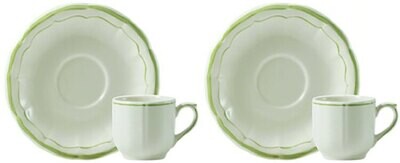 Gien Filet Vert Espresso Cups &amp; Saucers 16452PTC26, MPN: 16452PTC26, 840769028927