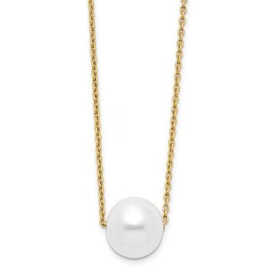 10-11mm White Round Freshwater Cultured Pearl 17 In Cable Necklace 14k Gold XF681-17, MPN: XF681-17…