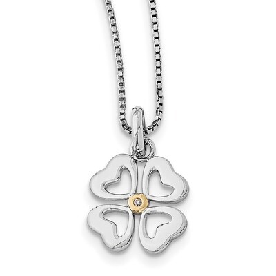 .01Ct. Diamond &amp; Gold-Plated Four Hearts Necklace Sterling Silver QW275-18, MPN: QW275-18, 88395750…