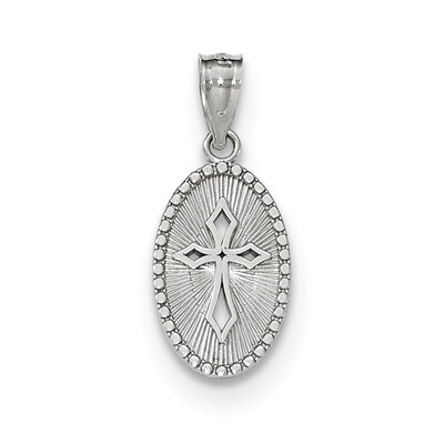 Polished Small Cross Medal Pendant 14k white Gold XR1503, MPN: XR1503, 191101456596