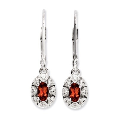 January Garnet Earrings Sterling Silver Diamond QBE10JAN, MPN: QBE10JAN, 886774187419