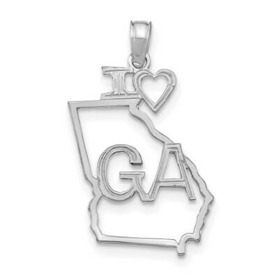 Georgia State Pendant 14k White Gold Solid D1157W, MPN: D1157W,