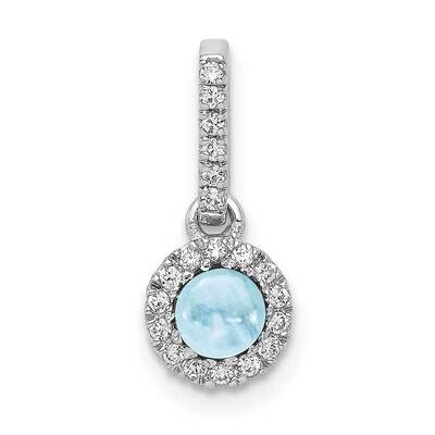Cabochon .47 Aquamarine Pendant 14k White Gold Diamond PM4031-AQ-009-WA, MPN: PM4031-AQ-009-WA,