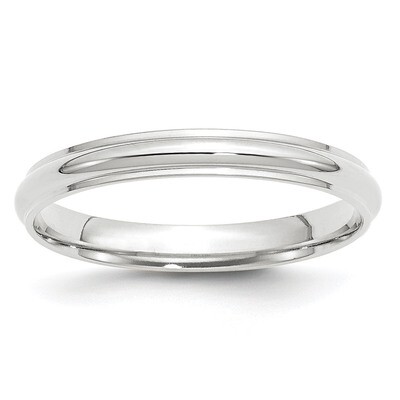 3mm Half Round with Edge Band 10k White Gold WHRE030 Engravable, MPN: WHRE030, 886774467764