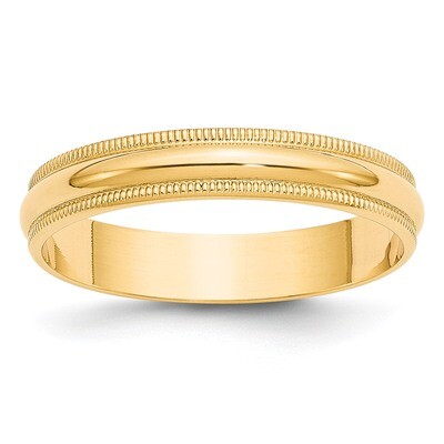 4mm Lightweight Milgrain Half Round Band 14k Yellow Gold ML040 Engravable, MPN: ML040, 886774489056