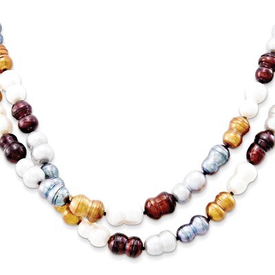 9.5-10mm Brn-Grey-White Twin FW Cultured Pearl Neck Sterling Silver QH2972-48