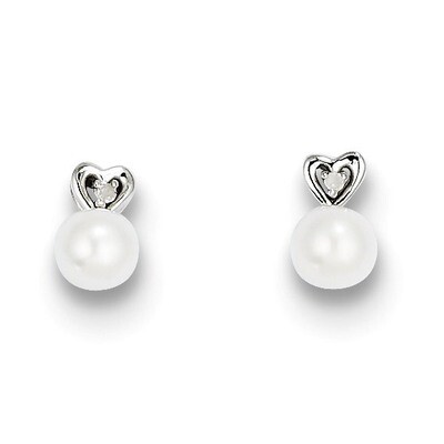 Pearl &amp; Diamond June Earrings Sterling Silver Cultured QBE23JUN, MPN: QBE23JUN, 883957396675