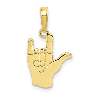 I Love You Hand Sign Language Pendant 10k Gold 10C3055, MPN: 10C3055,