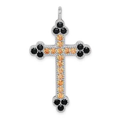Multi-color Crystal Budded Cross Sterling Silver Rhodium-plated QC9399, MPN: QC9399, 883957934860