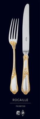 Ercuis Rocaille Dessert Fork Gold on Sterling Silver F637720-05, MPN: F637720-05, 3660656039310