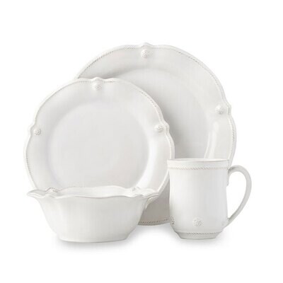 Juliska Berry &amp; Thread Whitewash Flared 4 Piece Place Setting JA40Y/W, MPN: JA40Y/W, 810034834096