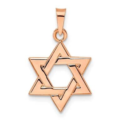 Rose Polished Solid Star of David Pendant 14k Gold XR1957, MPN: XR1957, 196904072745
