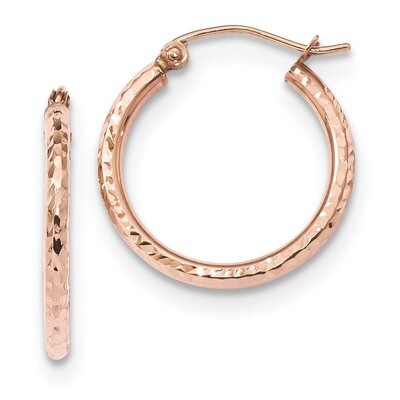 Textured Polished Hoop Earrings 10k Rose Gold 10ER307, MPN: 10ER307, 191101169540