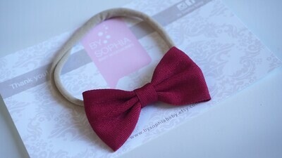 Burgundy Bow baby headband Set Wine Baby Nylon Headband Small Bows Baby Bows Newborn headbands Nylo…