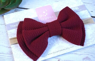 Burgandy Bow baby headband Set fall Baby Nylon Headband Small Bows Baby Bows Newborn headbands Nylo…