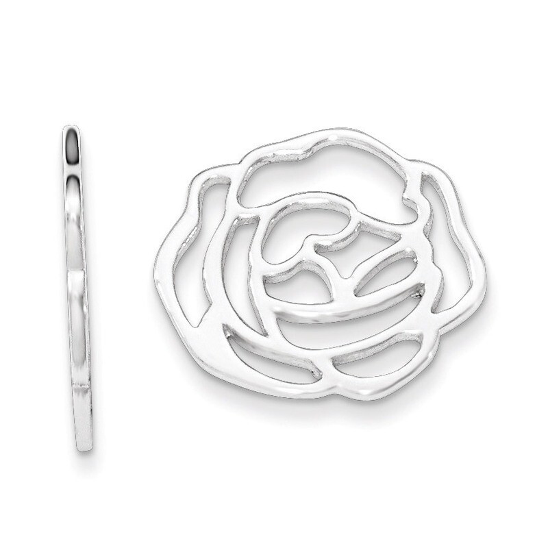 Polished Rose Floral Earring Enhancers Sterling Silver QE12223