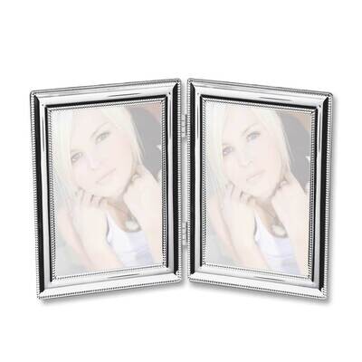 Beaded Edge 5X7 Double Photo Picture Frame Silver-plated GM3085, MPN: GM3085, 820036012149