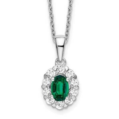 Created Oval Emerald &amp; Lab Grown Diamondpendant &amp; Necklace 14k White Gold PM6990CE-052-WLG-18, MPN:…